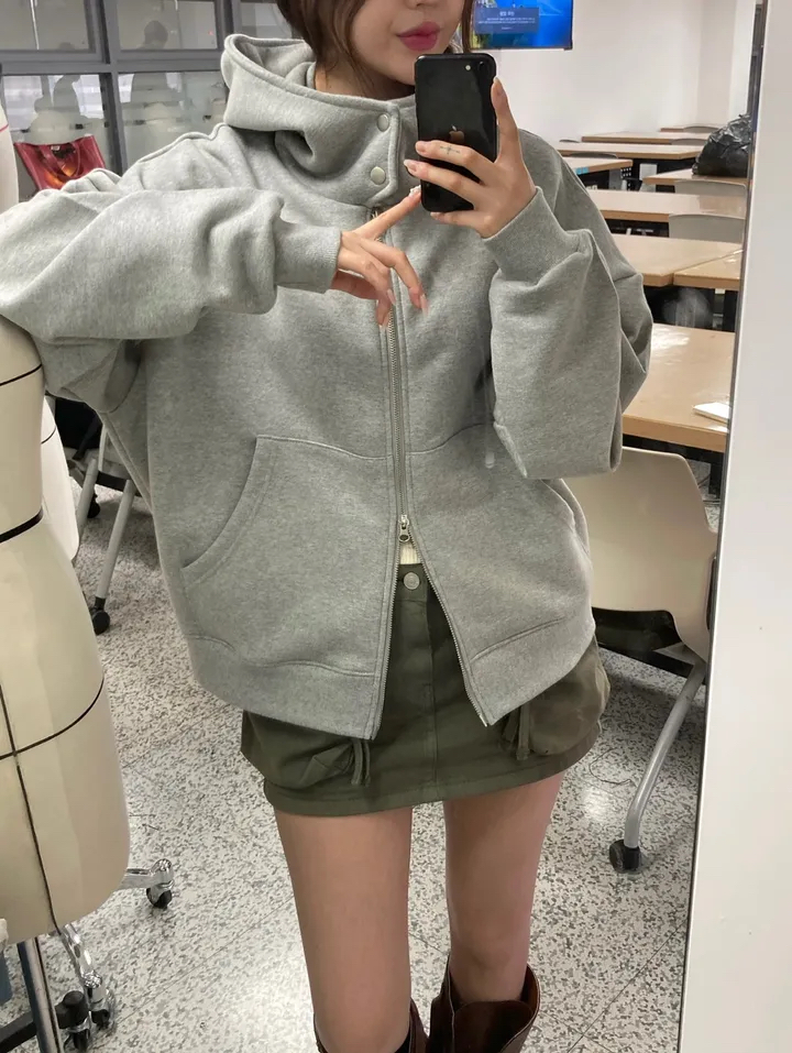 BY37452# 韩国韩系小众设计感休闲连帽拉链卫衣  服裝批發女裝批發服飾貨源