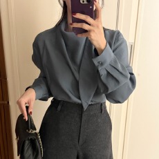 批发<b class='q'>韩国</b>chic早春小心机 飘带长袖衬衫上衣