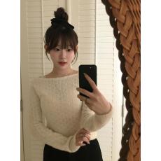 批发韩国chic冬日加厚船领<b class='q'>镂空</b>长袖针织<b class='q'>衫</b>