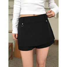 韩国chic春日设计感 假两件 西装短裤 女裙裤