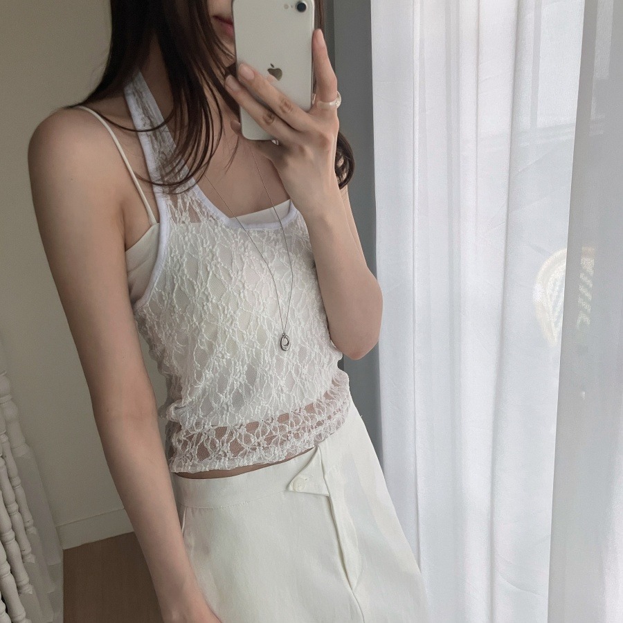 재고 있음 한국 chic 봄 행침 목 레이스 캐미솔