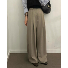 批发韩国chic春日 高腰 长款 松紧 阔腿<b class='q'>裤</b> <b class='q'>西装</b><b class='q'>裤</b>褶裥长<b class='q'>裤</b>