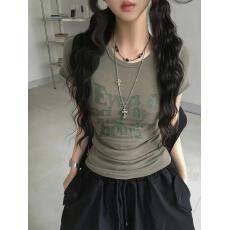 批发<b class='q'>韩国</b>ins 夏日 字母印花 修身 短袖<b class='q'>T</b><b class='q'>恤</b>