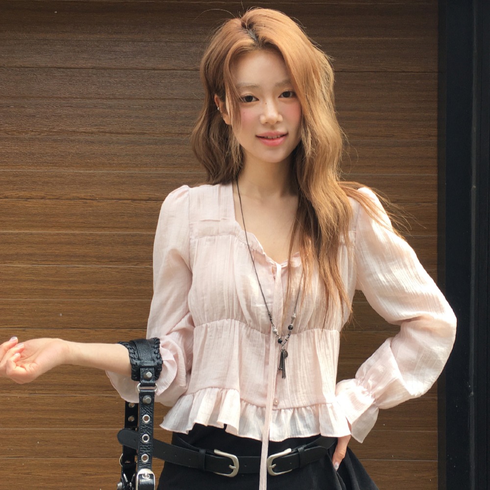 재고 있음 한국 ins 여름 싱글 줄 버튼 질감 센스 스트랩 긴팔 셔츠