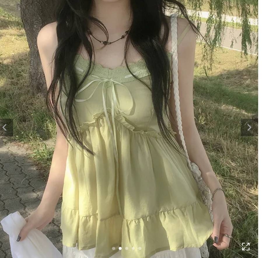 한국 ins 여름 작은 청신 레이스 레이스 패치워크 프릴 캐미솔