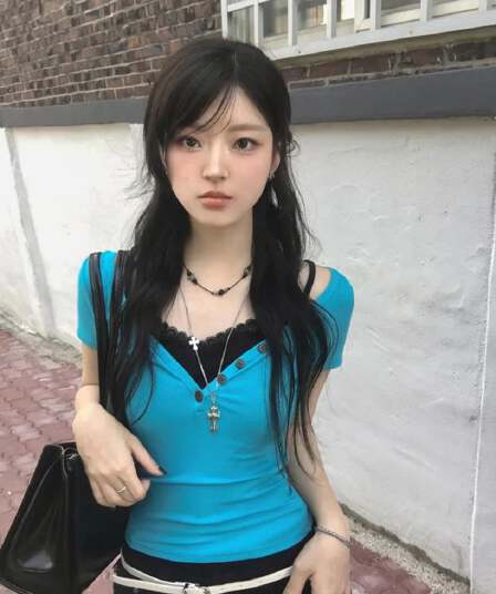 재고 있음 한국 ins 여름 구덩이 기사 반팔 티셔츠