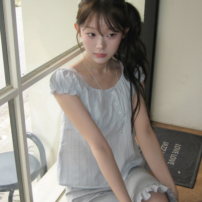 한국 ins 여름 반팔 자카드 셔츠