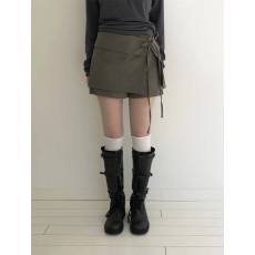 批发韩版裙裤<b class='q'>女</b>2026秋日新款气质学生绑带松紧腰设计感休闲<b class='q'>西装</b>短裤