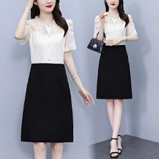 批发已出货 2026夏季新款大码女装显瘦裙子短袖时尚<b class='q'>拼接</b>假两件<b class='q'>连衣裙</b>