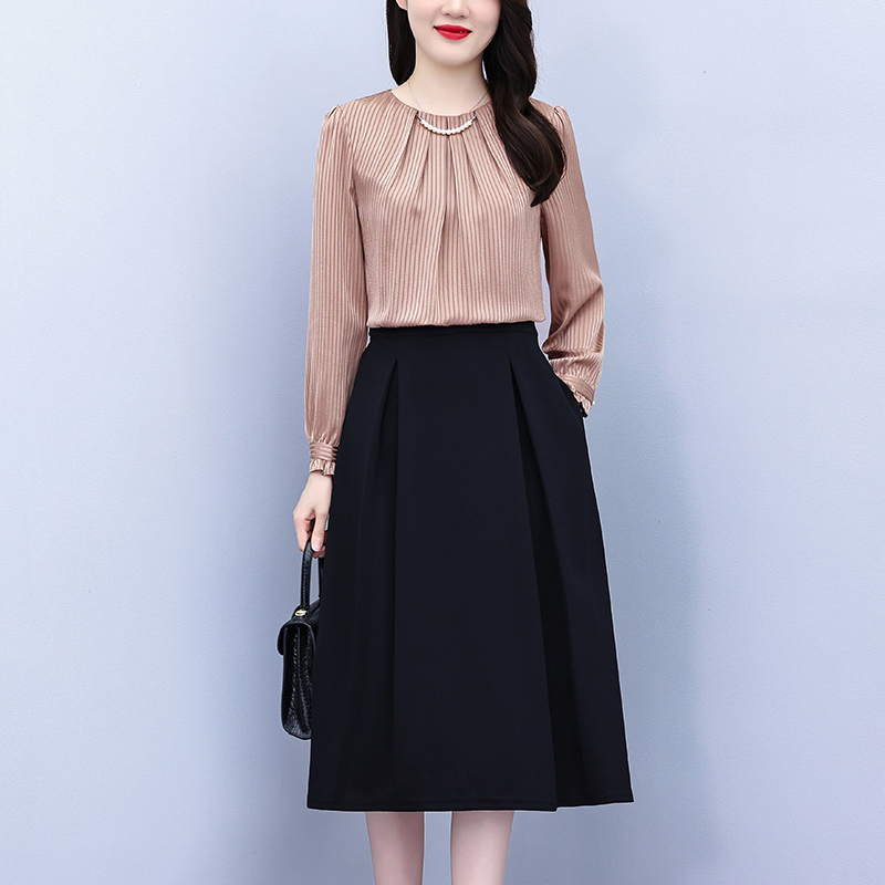 MY13814# 女裝貨源新款时尚气质假两件拼接裙大码女装显瘦连衣裙女裝貨源服裝批發服裝批發