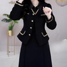 批发已出货 2025<b class='q'>夏</b>季新款大码时尚套装小香风单排扣外套连衣裙两件套