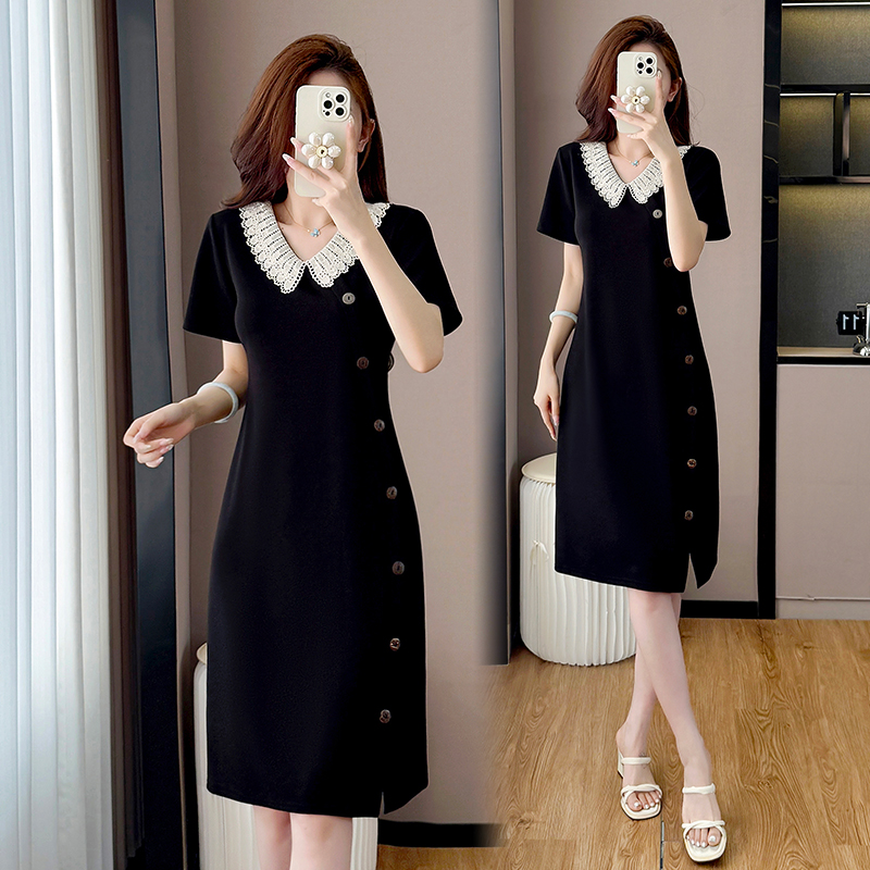 RY4001# 已出货 大码显瘦女装连衣裙娃娃领显瘦名媛气质时尚休闲裙子女