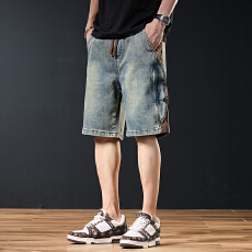 复古水洗牛仔短裤男2026新款美式重磅潮流五分裤夏季宽松直筒中裤