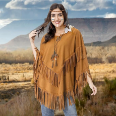 批发跨境外贸复古民族风时尚2026新款<b class='q'>百搭</b>设计感纯色女士流苏披肩马甲