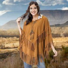 批发2026新款时尚复古民族风跨境外贸欧美新款设计感纯色流苏披肩马甲