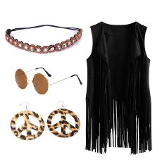 批发跨境外贸复古民族风2026新款<b class='q'>百搭</b>潮流时尚流苏女士马甲开衫四件套