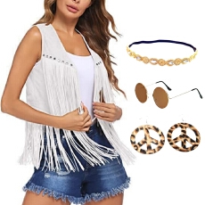 批发女士时尚复古欧美跨境外贸民族风无袖流苏开衫加饰品潮流马甲背心