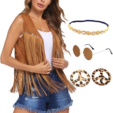 批发2026新款时尚复古民族风欧美跨境外贸热卖流苏马甲开衫背心<b class='q'>上衣</b>女