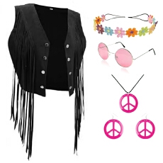 批发2026民族风无袖欧美跨境新款流苏短款马甲时尚女士潮流开衫四件套