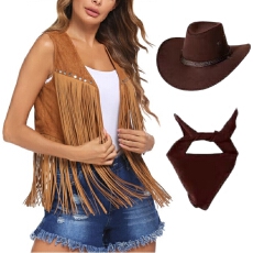 批发2026新款时尚民族风复古无袖<b class='q'>百搭</b>潮流女士速卖通热卖流苏马甲开衫