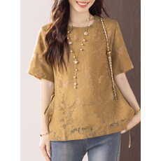 限价+12+小视频 提花上衣侧边系带2026年夏季法式精致气质衬衫