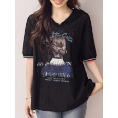 批发限价+12+小视频 2026新款宽松设计感<b class='q'>印花</b>休闲黑色短袖<b class='q'>t</b><b class='q'>恤</b>女夏季