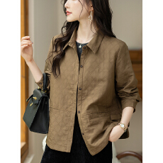 批发限价+12+小视频  翻领长袖外套秋冬宽松2026纯色开衫复古夹克上衣