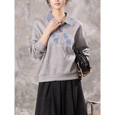 批发限价+12+小视频 字母刺绣无帽卫衣女春季<b class='q'>装</b>新款优雅拼接长袖上衣