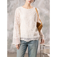 批发限价+12+小视频 春季新中式刺绣衬衫女雪纺气质优雅小衫长袖上衣