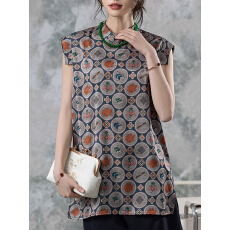 批发限价+12+小视频新中式立领提花<b class='q'>上衣</b>2026夏季新款气质中长款短袖