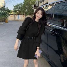 批发北极绒 收腰针织毛衣<b class='q'>连衣裙</b>女秋冬内搭打底