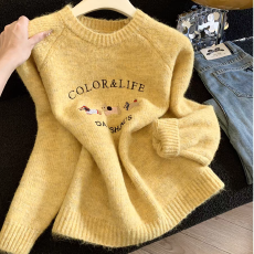 北极绒原版做法  甜美风加厚软糯套头长袖针织毛衣女