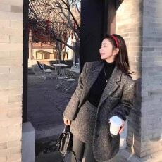 批发2025年新款高奢羊驼毛绵羊毛蓬松挺阔毛呢西装半<b class='q'>裙套装</b>