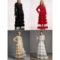 批发实拍重工手工钉珠刺绣<b class='q'>流苏</b>时尚气质宫廷风蛋糕裙