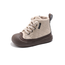 批发2025冬<b class='q'>新款</b>儿童保暖棉鞋男童菱格中帮防水防踢板鞋女童休闲二棉鞋