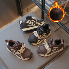 批发2025秋冬<b class='q'>新款</b>男童运动鞋中大童儿童休闲阿甘鞋加绒软底防滑德训鞋