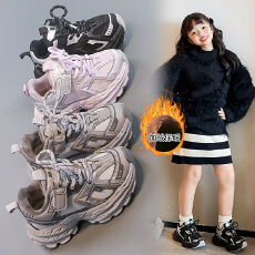 批发2025年冬季爆款二棉保暖儿童老爹鞋纯色<b class='q'>百搭</b>女童休闲鞋时尚男童鞋