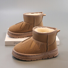 批发时尚儿童雪地棉2025年冬季爆款加绒加厚女宝宝短靴软底男童保暖鞋