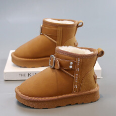 批发儿童雪地棉2025年冬季爆款加绒加厚女宝宝短靴<b class='q'>时尚</b>纯色男童棉鞋子
