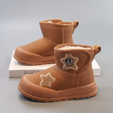批发可爱星星男童雪地靴2025年<b class='q'>冬</b>季爆款加绒保暖女童短靴软底防滑靴子