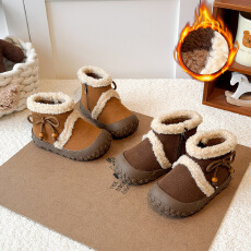 批发女童时尚加绒靴2025<b class='q'>冬</b>季新款儿童加绒加厚圆头棉鞋小童短靴