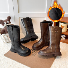 批发女童长筒靴2025秋<b class='q'>冬</b>新款儿童二棉高筒靴女孩马丁靴加绒公主长靴潮