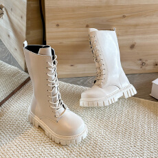 批发儿童皮靴2025秋<b class='q'>冬</b>爆款女宝宝英伦风高筒靴时尚百搭韩版纯色女童靴