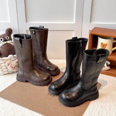 批发女童长筒靴2025秋<b class='q'>冬</b>新款儿童二棉高筒靴女孩马丁靴加绒公主长靴潮