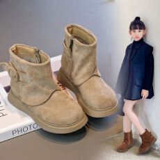 批发女童短靴加绒勃肯靴2025<b class='q'>冬</b>季新款小女孩复古公主裤管靴中大童棉鞋
