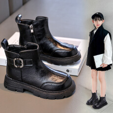 批发儿童马丁靴2025秋<b class='q'>冬</b>新款男童短靴女童加绒保暖公主皮靴中大童棉靴