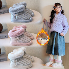 批发加绒雪地棉2025年<b class='q'>冬</b>季加厚保暖毛毛女宝宝棉鞋软底防滑短靴子