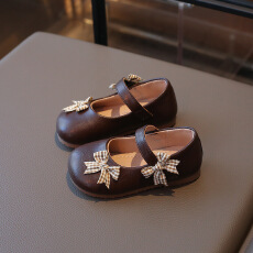 2026春季款可爱小蝴蝶结女童小皮鞋时尚浅口宝宝公主鞋简约单鞋