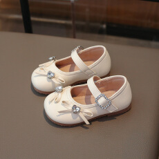 批发玛丽珍圆头小皮鞋女2026春季水钻浅口百搭配<b class='q'>裙子</b>法式蝴蝶结单皮鞋