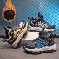 批发男童帅气旋转纽扣登山鞋保暖舒适户外运动鞋<b class='q'>时尚</b>加绒棉鞋冬季厚底